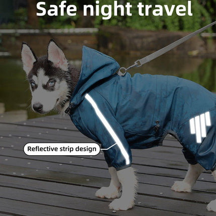 Waterproof Four Corner Pet Raincoats In Large Medium And Small Sizes Are Suitable For Dogs - Blue - S.