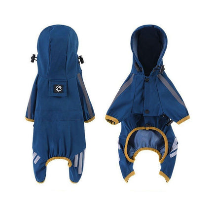 Waterproof Four Corner Pet Raincoats In Large Medium And Small Sizes Are Suitable For Dogs - Blue - S.