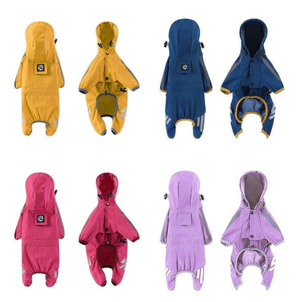 Waterproof Four Corner Pet Raincoats In Large Medium And Small Sizes Are Suitable For Dogs - Purple - XXL.
