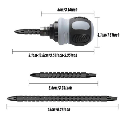 Ratchet Screwdriver Set with Sleeve Dual Head Screwdriver Expansion Cross Bits - 22-in-1.