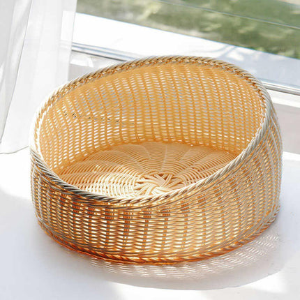 Rattan Cat Nest Four Seasons Open Cat House Summer Bed for Cats Pet Supplies - Green.