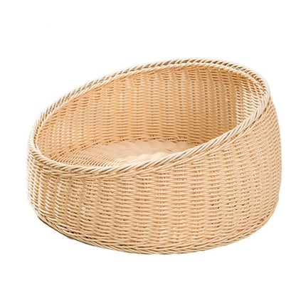 Rattan Cat Nest Four Seasons Open Cat House Summer Bed for Cats Pet Supplies - Green.