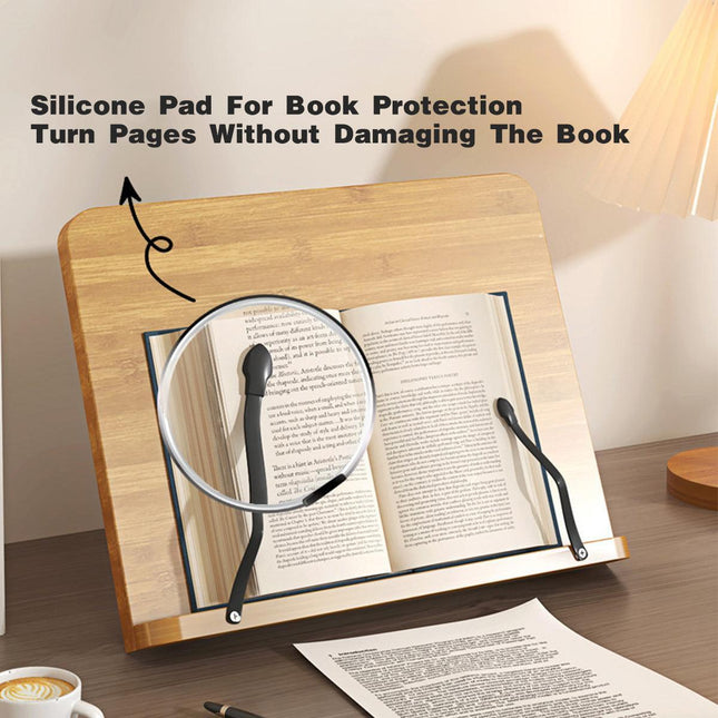 Wooden Adjustable Reading Stand Multifunctional Book Holder Bracket for Desk - Small.