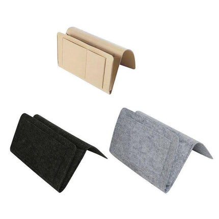 Bedside Storage Caddy Hanging Organizer Pocket Bag for Phone Remote Book - Black.