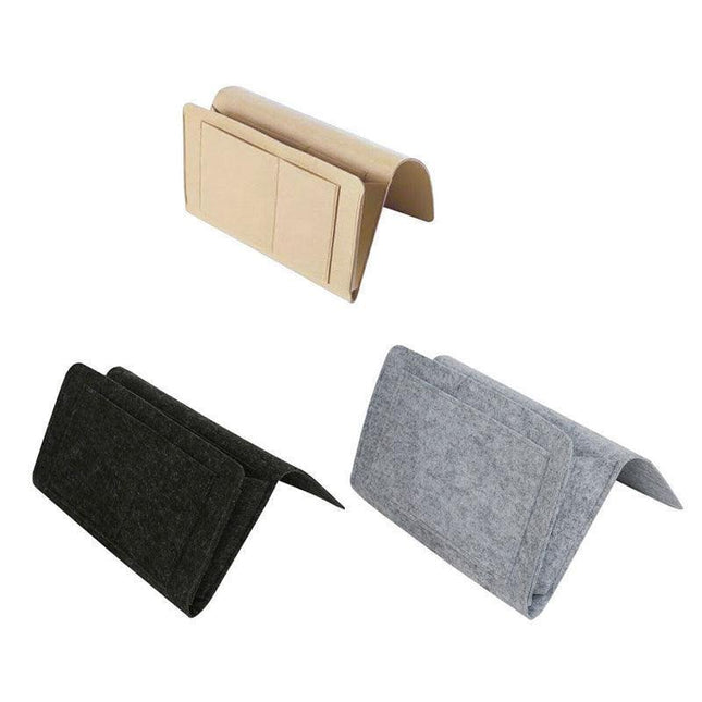 Bedside Storage Caddy Hanging Organizer Pocket Bag for Phone Remote Book - Black.