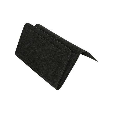 Bedside Storage Caddy Hanging Organizer Pocket Bag for Phone Remote Book - Black.