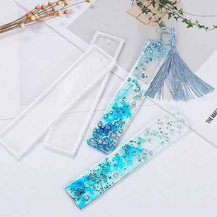5PCS Silicone Bookmark Mould Rectangle Resin Craft Making Tool for DIY Projects.