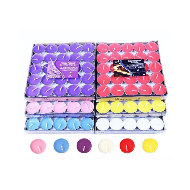 Tealight Candles 10 or 50 Pack Unscented Long Burning for Wedding Party Decor - Red- 4 Hours50PCS.