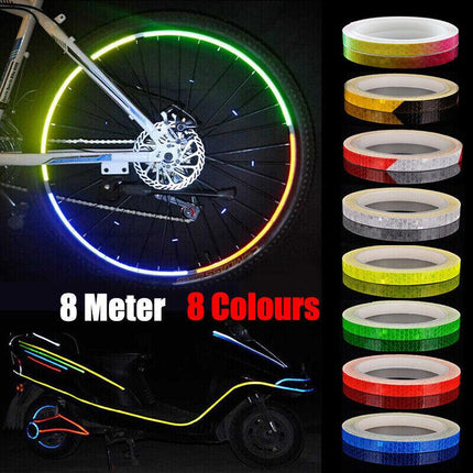 8m Reflective Tape for Bikes Cars Motorcycles Waterproof High Visibility Strip - Red-White.