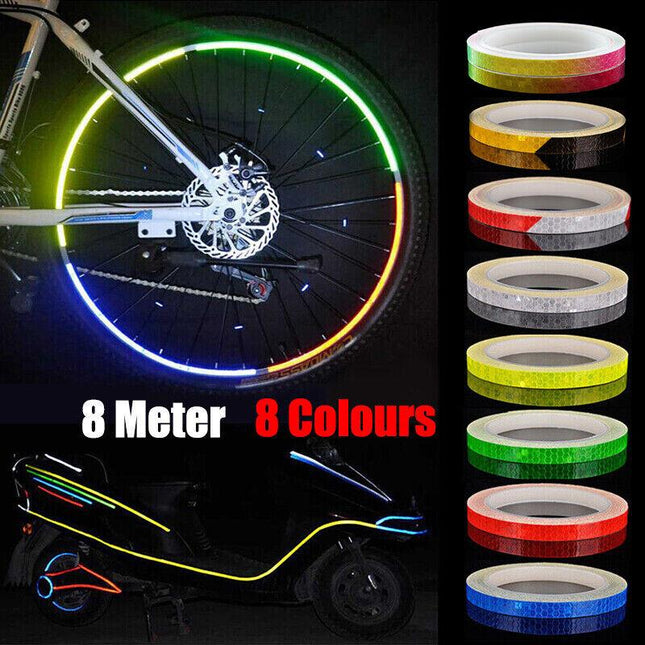 8m Reflective Tape for Bikes Cars Motorcycles Waterproof High Visibility Strip - Red-White.
