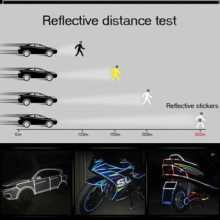 8m Reflective Tape for Bikes Cars Motorcycles Waterproof High Visibility Strip - Red-White.