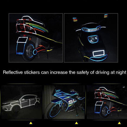 8m Reflective Tape for Bikes Cars Motorcycles Waterproof High Visibility Strip - Black-Yellow.