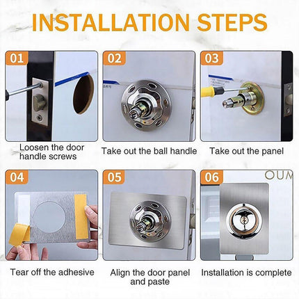 Spherical Lock Repair Plate Set Circular Door Lock Fixing Kit 2 Pieces Metal.