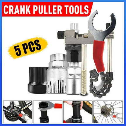 5PCS Bike Repair Tool Kit Crank Puller Chain Breaker Freewheel Bottom Bracket Remover.