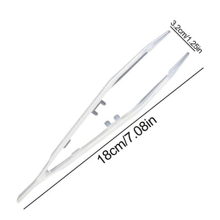 18cm Plastic Luminous Tweezer Feeding Tongs Straight for Reptile Feeder White.