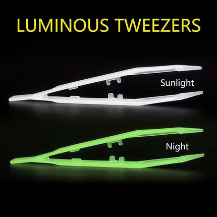 18cm Plastic Luminous Tweezer Feeding Tongs Straight for Reptile Feeder White.