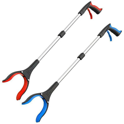 Folding Rubbish Picker Clip Hygiene Trash Grabber Long Handle Waste Cleaner Tool - Red.