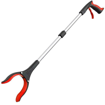 Folding Rubbish Picker Clip Hygiene Trash Grabber Long Handle Waste Cleaner Tool - Red.