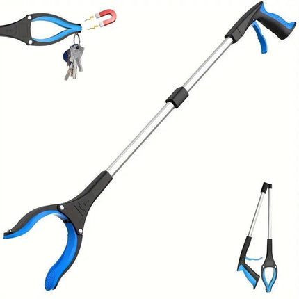 Folding Rubbish Picker Clip Hygiene Trash Grabber Long Handle Waste Cleaner Tool - Red.