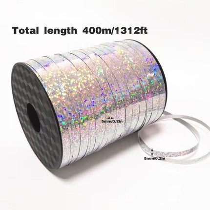 5mm Balloon Ribbon Curling Party String Gift Wrap Decoration Birthday Wedding - Laser-Silver.