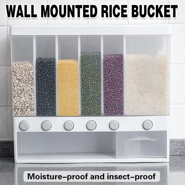 Wall-mounted Automatic Rice Dispenser Sealed Grain Plastic Storage Tank Grain.