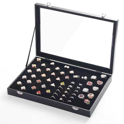 Black Jewellery Box with Lid Dustproof Necklace Ring Earring Storage Display Box.