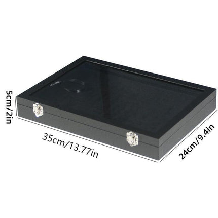 Black Jewellery Box with Lid Dustproof Necklace Ring Earring Storage Display Box.