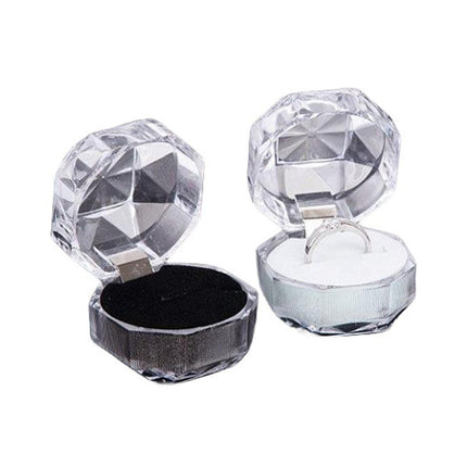 20pcs Acrylic Octagonal Jewelry Ring Earrings Box Transparent Display Cases - White.