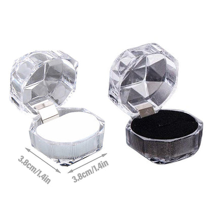 20pcs Acrylic Octagonal Jewelry Ring Earrings Box Transparent Display Cases - White.