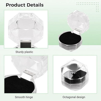 20pcs Acrylic Octagonal Jewelry Ring Earrings Box Transparent Display Cases - White.