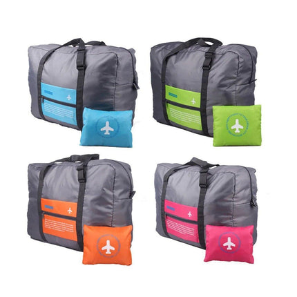 Nylon Waterproof Collapsible Travel Bag Large Suitcase Clothing Organizer - Blue.