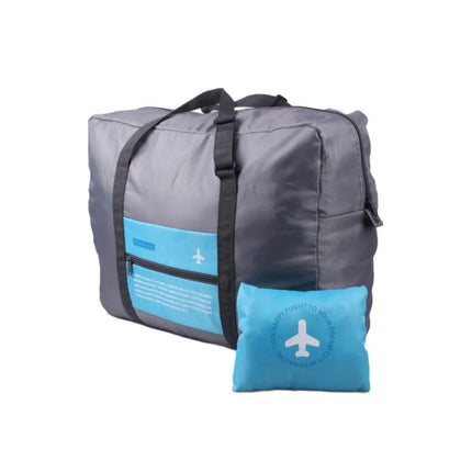 Nylon Waterproof Collapsible Travel Bag Large Suitcase Clothing Organizer - Blue.