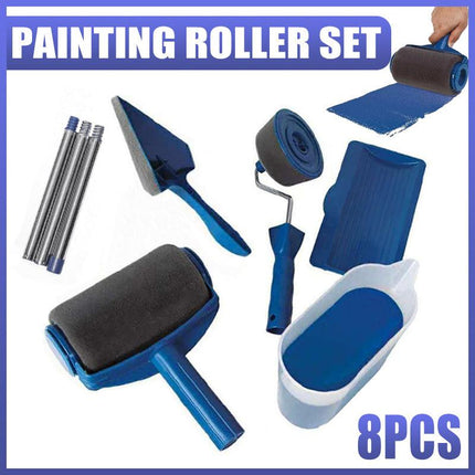 8Pcs/Set Pro Paint Roller Brush Handle Flocked Edger Wall Painting Hand Tool.