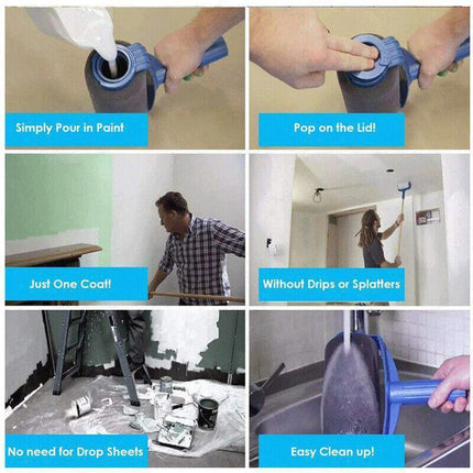 8Pcs/Set Pro Paint Roller Brush Handle Flocked Edger Wall Painting Hand Tool.