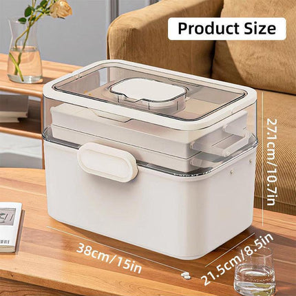 Large Capacity 3 Layer Medicine Box Family Medical Storage Case First Aid Supply.