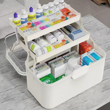 Large Capacity 3 Layer Medicine Box Family Medical Storage Case First Aid Supply.