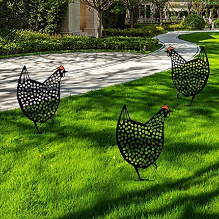 Garden Ornaments Chicken Yard Art Garden Backyard Lawn Decor Gift Easter Deco - A.