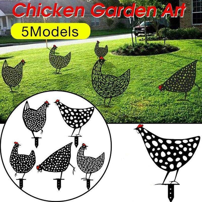 Garden Ornaments Chicken Yard Art Garden Backyard Lawn Decor Gift Easter Deco - C.