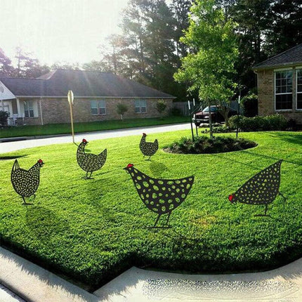 Garden Ornaments Chicken Yard Art Garden Backyard Lawn Decor Gift Easter Deco - C.
