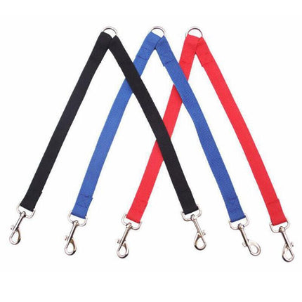2 Way Double Dual Dog Leash Walk 2 Dogs With One Lead Coupler Nylon Harness - Blue.