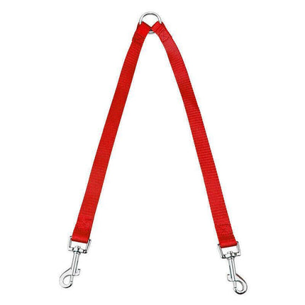 2 Way Double Dual Dog Leash Walk 2 Dogs With One Lead Coupler Nylon Harness - Blue.