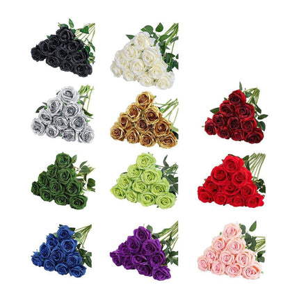 10pcs Artificial Silk Simulation Rose Flowers - Wedding Party Home Decorations - Light-Pink.