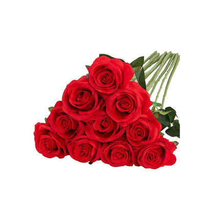 10pcs Artificial Silk Simulation Rose Flowers - Wedding Party Home Decorations - Light-Pink.