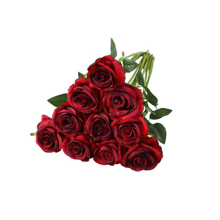 10pcs Artificial Silk Simulation Rose Flowers - Wedding Party Home Decorations - Light-Pink.
