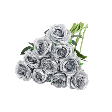 10pcs Artificial Silk Simulation Rose Flowers - Wedding Party Home Decorations - Light-Pink.