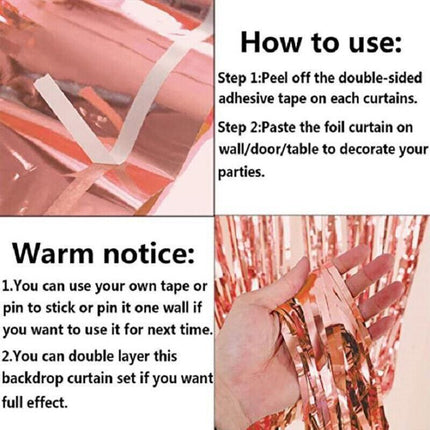 Rose Gold Birthday Balloon Party Decoration Set with Confetti Latex Foil Curtain.