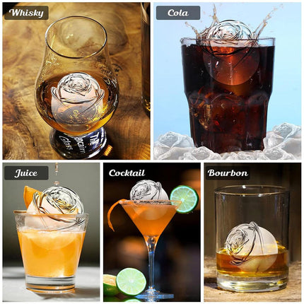 Large Ice Cube Tray Rose Maker Silicone Mold Whiskey Chocolate Jelly Mould DIY - Purple.