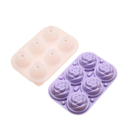 Large Ice Cube Tray Rose Maker Silicone Mold Whiskey Chocolate Jelly Mould DIY - Purple.