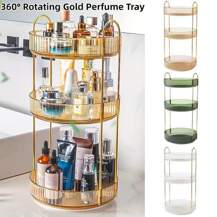 Rotating Cosmetic Organiser Home Storage Shelf Box for Makeup and Beauty Product - Amber.