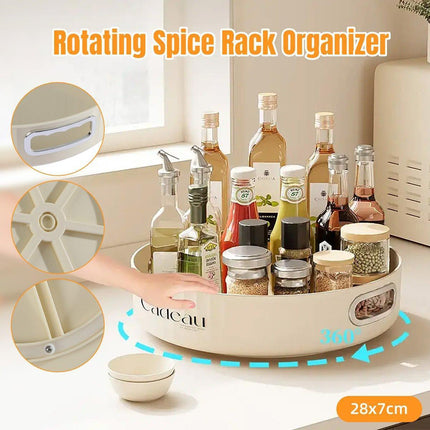 Kitchen Rotating Spice Rack Storage Organizer Multifunctional Round Tray Holder.
